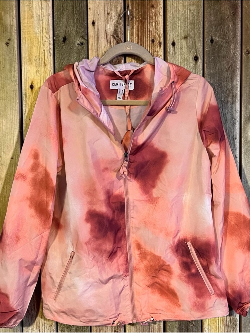 Centigrade Women's Pink Tie-Dye Hooded Bomber Jacket